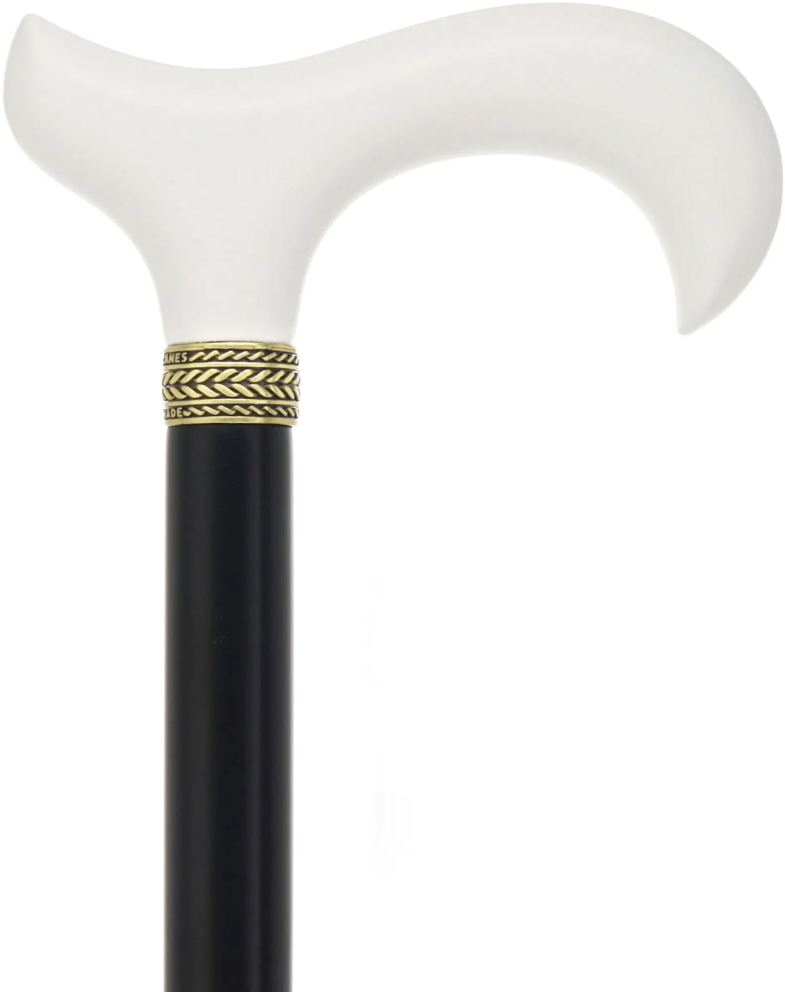 Sleek White Derby Handle: Beechwood Shaft with Polished Finish