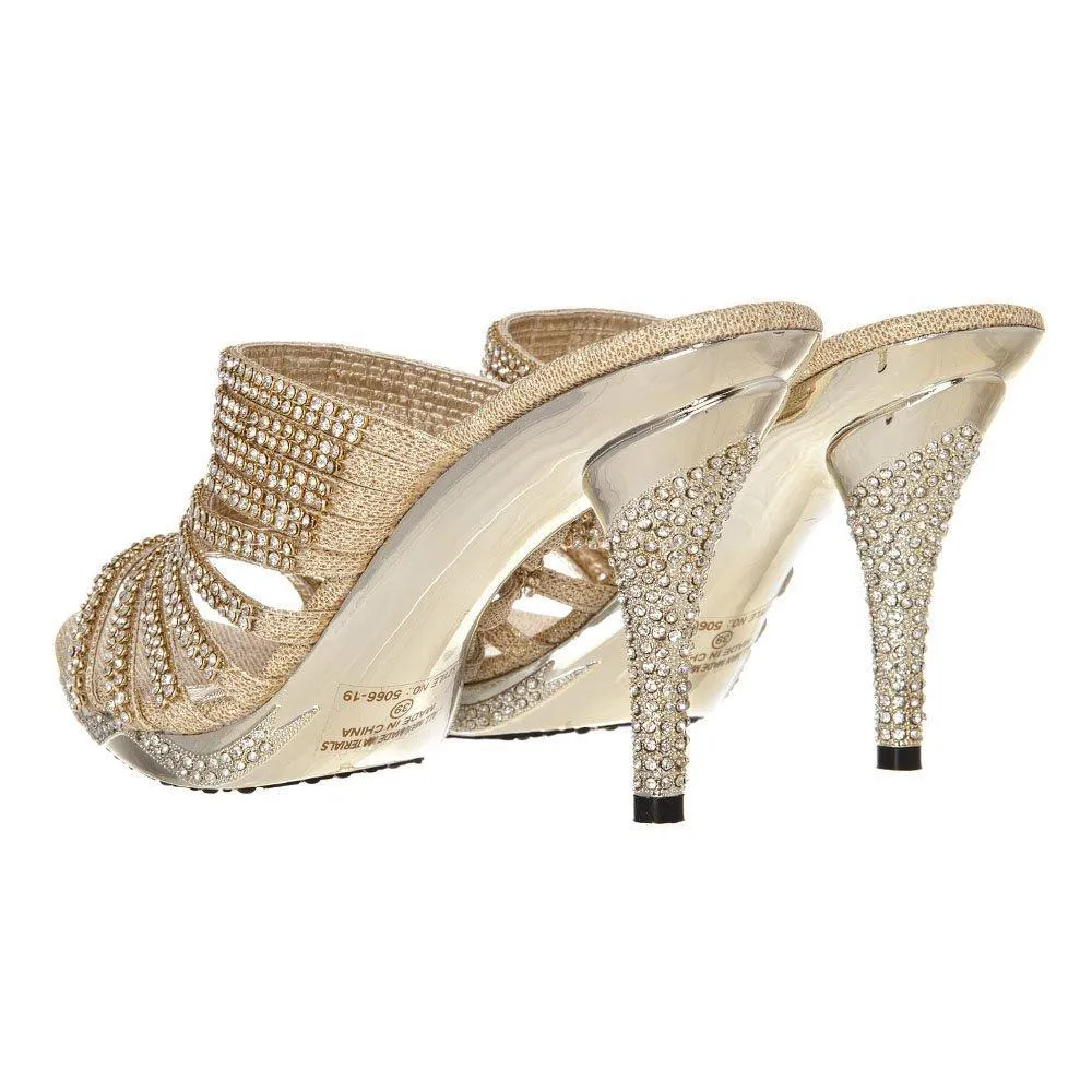 Veena High Heel Platform Open Toe Diamante Sandal