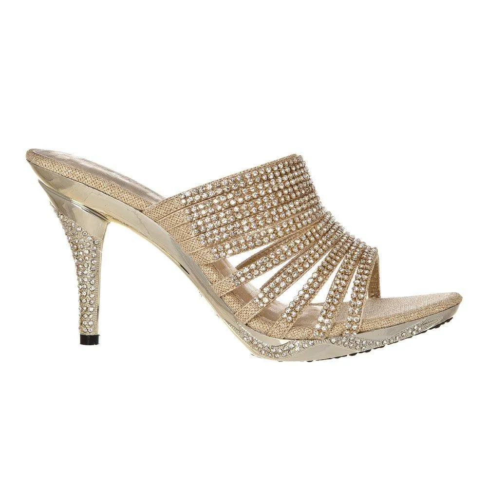 Veena High Heel Platform Open Toe Diamante Sandal