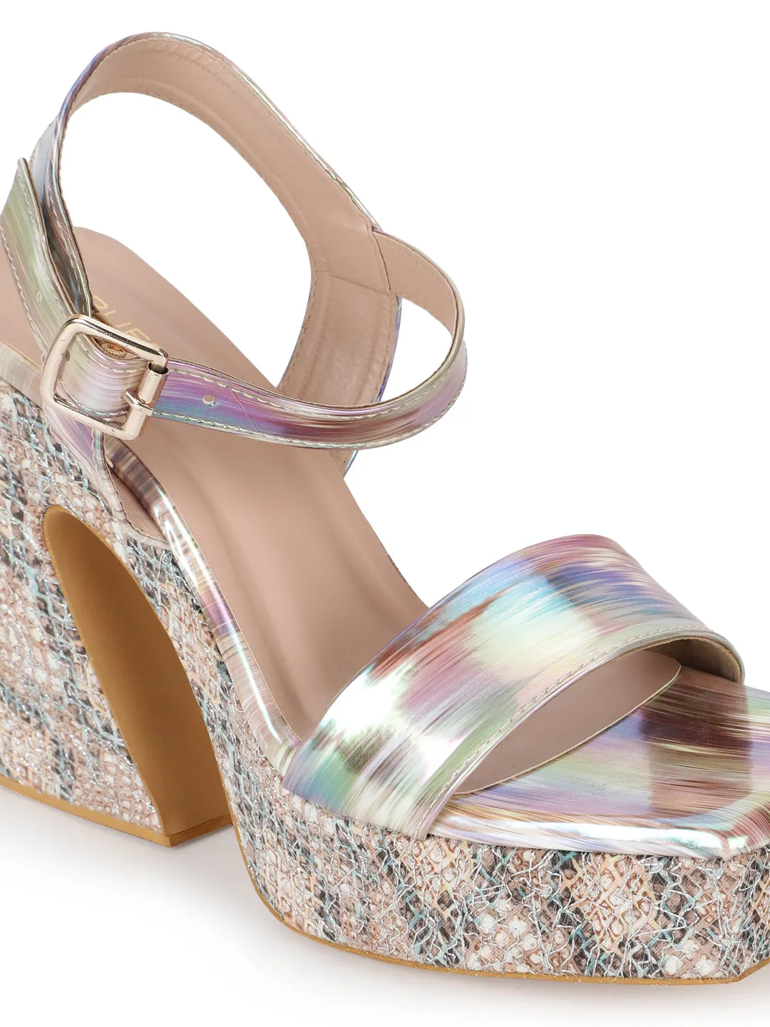 White Holographic Wide Strap Platform Sandals (TC-MSI-V-116-WHT)