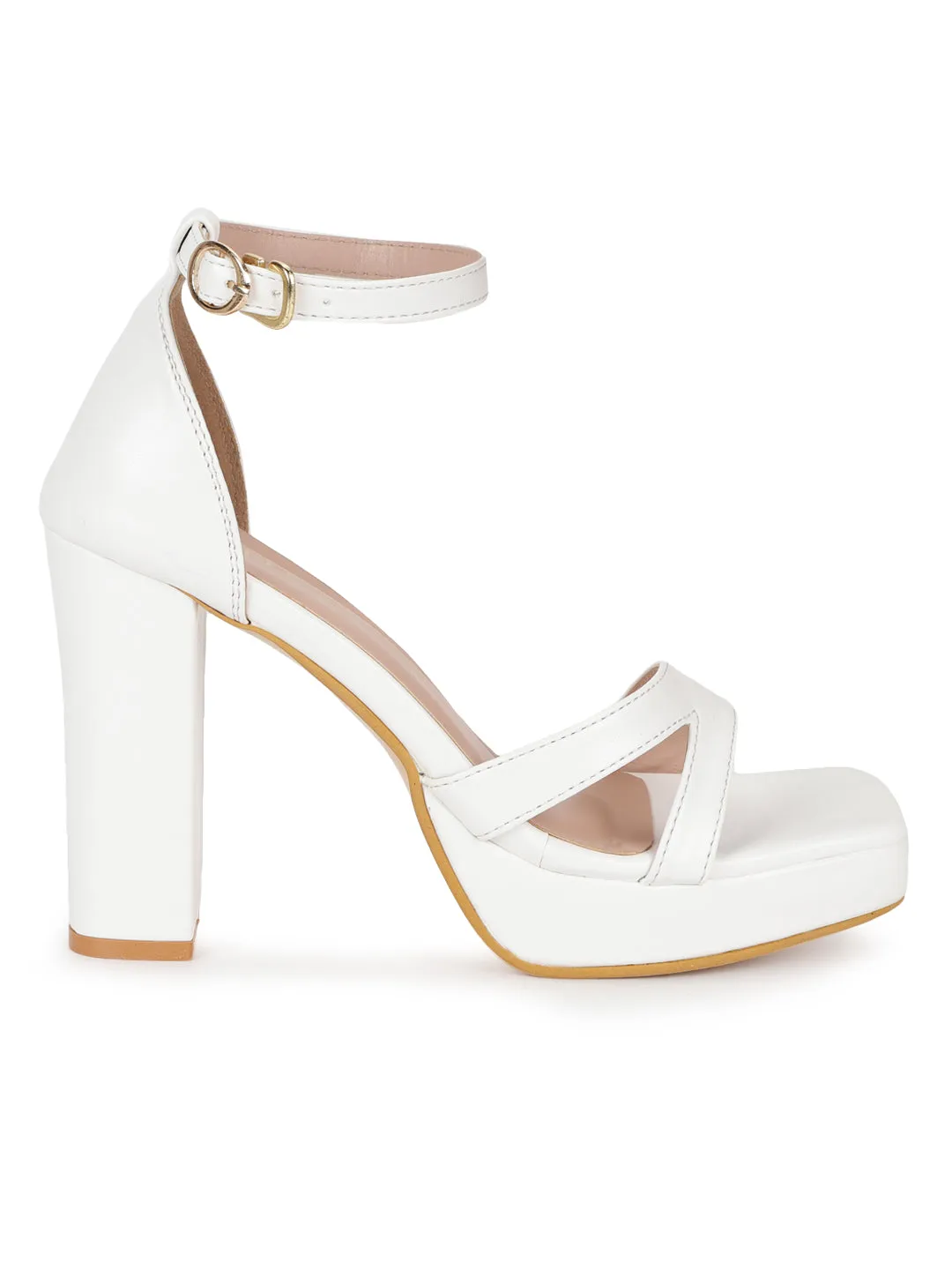 White PU High Block Heel Sandals (TC-SLC-N1103-WHT)