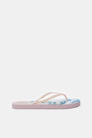 Women Pink Floral Flip Flop