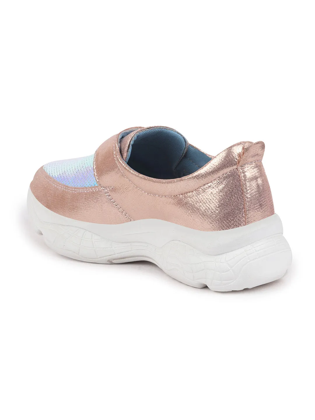 Women Pink Stylish Hook & Loop Sneakers